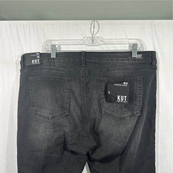 NWT‎ Kut From The Kloth [ 16 ] Mia Embroidered Toothpick Skinny Jeans Grey - Picture 10 of 16